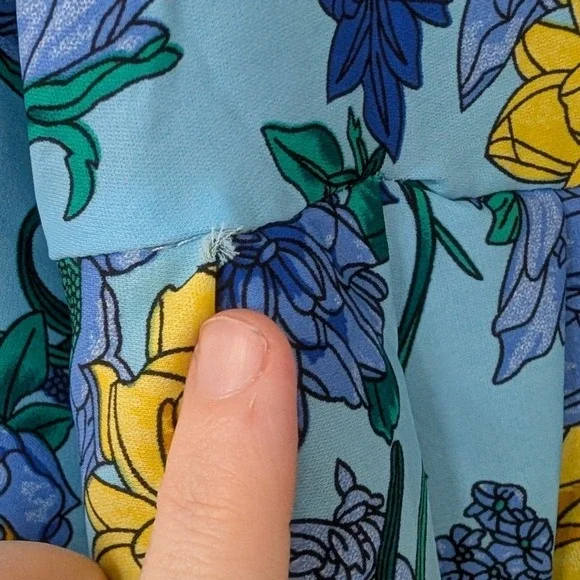 Unique Vintage Light Blue Floral Peter Pan Collar Mod Babydoll Dress 60s Small - Picture 2 of 14